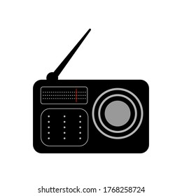 Radio icon, flat style design. Black fill,  vector eps 10