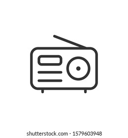 Radio icon in flat style. Fm broadcast vector illustration on white isolated background. Radiocast business concept.