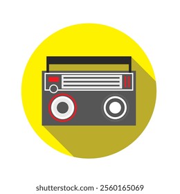 Radio icon. Flat vector related icon with long shadow for web and mobile applications