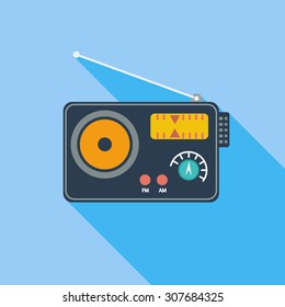 Radio icon. Flat vector related icon with long shadow for web and mobile applications. It can be used as - logo, pictogram, icon, infographic element. Vector Illustration.
