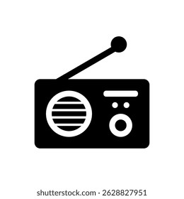 Ícone do Rádio. Símbolo de Vetor Plano de Dispositivo de Áudio para Comunicação e Tecnologia.