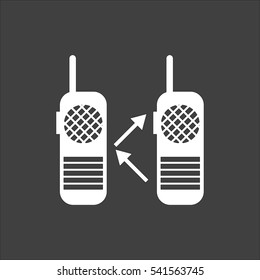 Radio icon flat. Vector white illustration isolated on black background. Flat symbol