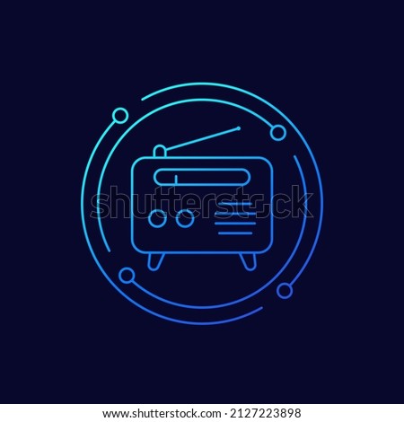 Radio icon, FM tuner, linear design