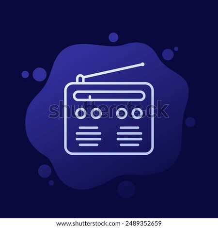 Radio icon, FM tuner linear vector