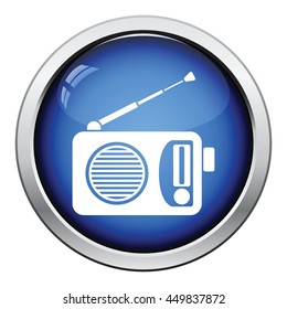 Radio icon. Glossy button design. Vector illustration.