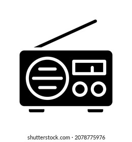 Icono de radio, Icono de estilo glifo ilustración vectorial, Adecuado para sitio web, aplicación móvil, impresión, presentación, infografía y cualquier otro proyecto.