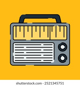 Ícone de rádio ilustração estilo de design plano isolado no fundo amarelo