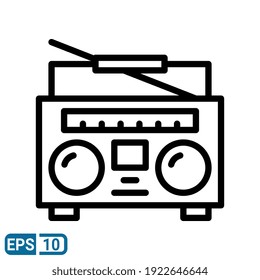 Radio Icon In Line Style Isolation On White Background. EPS 10