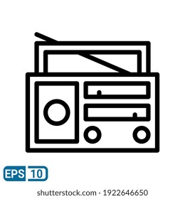 Radio Icon In Line Style Isolation On White Background. EPS 10