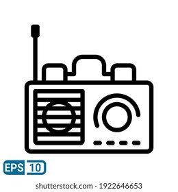 Radio Icon In Line Style Isolation On White Background. EPS 10