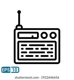 Radio Icon In Line Style Isolation On White Background. EPS 10