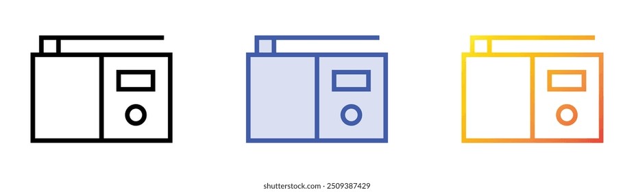 ícone de rádio. Design de estilo linear, preenchimento azul e gradiente isolado em plano de fundo branco