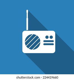 radio icon with long shadow