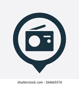 radio icon map pin on white background 