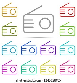Radio icon in multi color. Simple outline vector of web, minimalistic set for UI and UX, website or mobile application