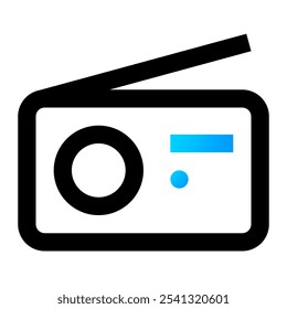 Ícone de rádio. rádio, música, retro, som, difusão, alto-falante, áudio, antena, notícias, conexão. Ilustração de ícone de vetor