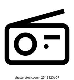 Ícone de rádio. rádio, música, retro, som, difusão, alto-falante, áudio, antena, notícias, conexão. Ilustração de ícone de vetor