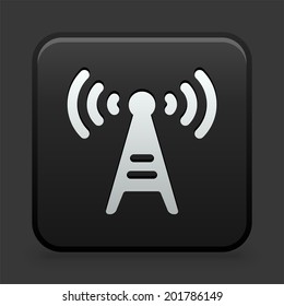 Icono de radio en botón blanco y negro 
