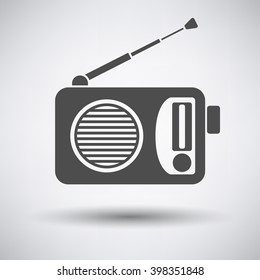 Radio icon on gray background with round shadow. Vector illustration.