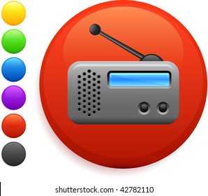 radio icon on round internet button original vector illustration 6 color versions included