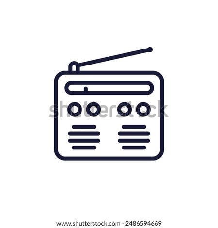 Radio icon on white, FM tuner line vector