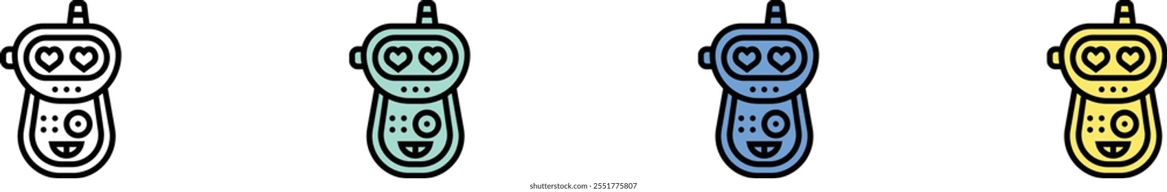 radio icon. Outline, Green, Blue and Yellow Style Design Isolated On White Background