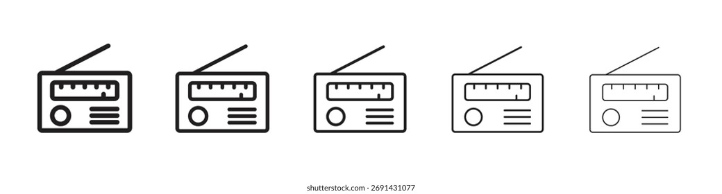 Radio icon, outline vector logo illustration, linear pictogram isolated