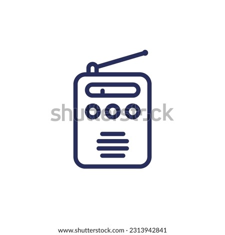 Radio icon, portable FM tuner line vector