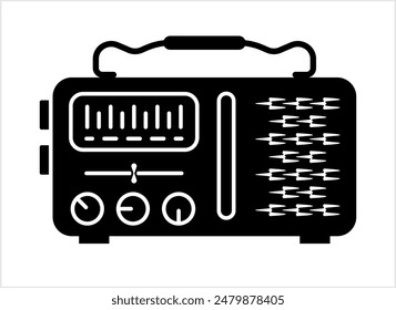 Radio Icon, Radio Receiver Icon, Transmission, Reception Of Electromagnetic Waves Of Radio Frequency Vector Art Illustration