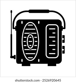 Ícone De Rádio, Ícone De Receptor De Rádio, Transmissão, Recepção De Ondas Eletromagnéticas De Ilustração De Arte Vetorial De Radiofrequência