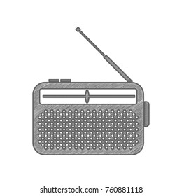 Radio icon, Receiver. Vector. Shaded gray icon on white background. Isolated.