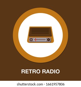 radio icon - retro radio isolate, radio illustration- Vector retro radio