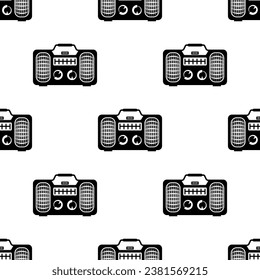 Radio Icon Seamless Pattern, Radio Receiver Icon Vector Art Illustration