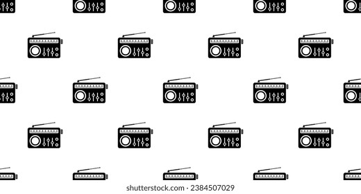 Radio Icon Seamless Pattern, Radio Receiver Icon Vector Art Illustration
