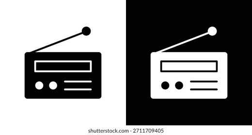 Icono de radio Establecer colección. Silueta de Vector.