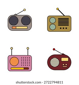 Radio Icon Set Radio portátil retro
