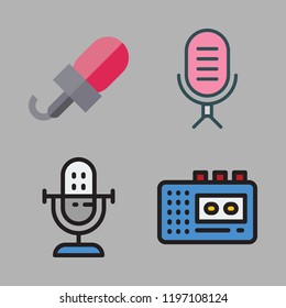 radio icon set. vector set about microphone and walkman icons set.