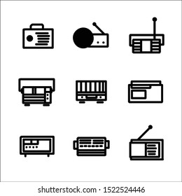 Radio icon set with white background.