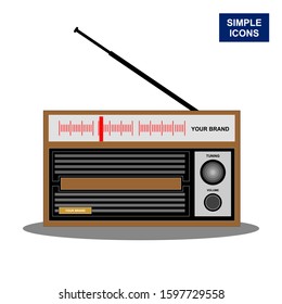 Radio icon with shadow. Realistic illustration of a radio receiver. vector illustration