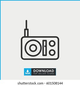 radio icon. simple outline radio vector icon. on white background.