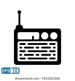 Radio Icon In Solid Style Isolation On White Background. EPS 10