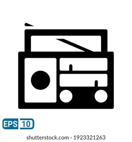 Radio Icon In Solid Style Isolation On White Background. EPS 10