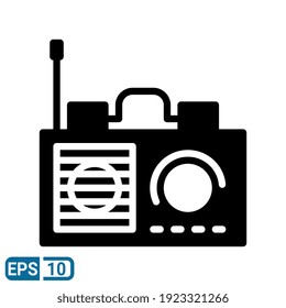 Radio Icon In Solid Style Isolation On White Background. EPS 10