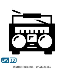 Radio Icon In Solid Style Isolation On White Background. EPS 10