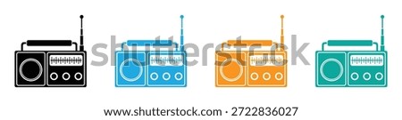 radio icon symbol sign vector design. Colorful retro radio icon. Radio With Antenna, Radio Vector Icon.