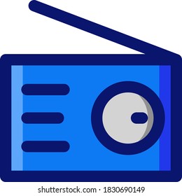 a radio icon that has one antenna and has blue elements