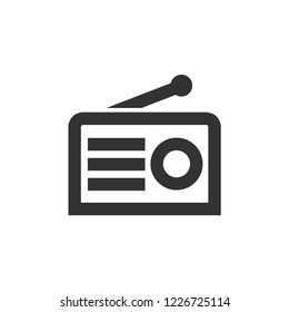 Radio icon in thick outline style. Black and white monochrome vector illustration.