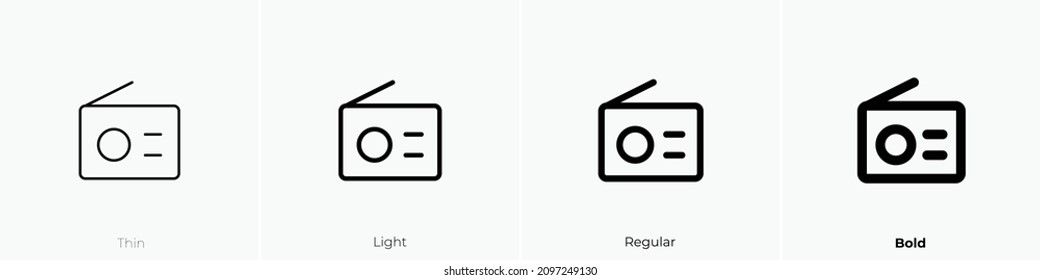 radio icon. Thin, Light Regular And Bold style design isolated on white background
