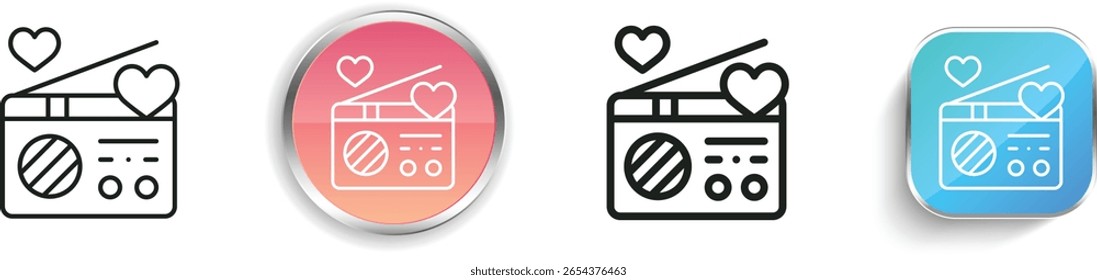 radio icon. Thin Linear, Regular and Button Style Design Isolated On White Background