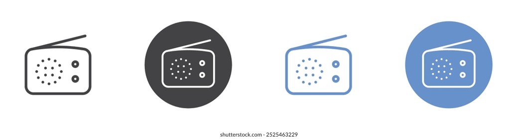 Ícone de rádio Símbolo de arte em contorno fino